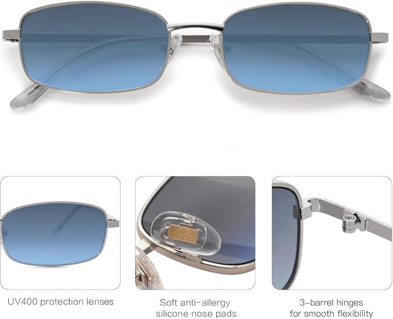Sojos Small Trendy Rectangle Sunglasses Womens Mens, Retro 80s 90s Y2k Chic Narrow Thin Skinny Sunnies SJ1187 - Image 4